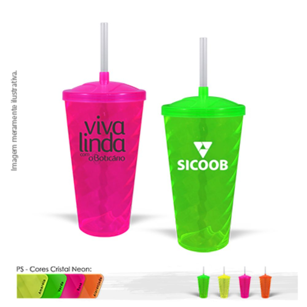 Copo Twist com tampa e canudo -129BB